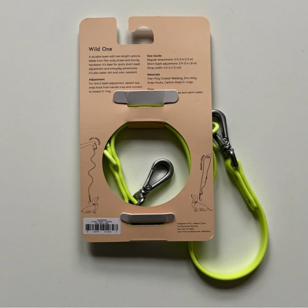 Wild One Adjustable Waterproof FlexPoly Coated Nylon Dog Leash - Small - Limeade